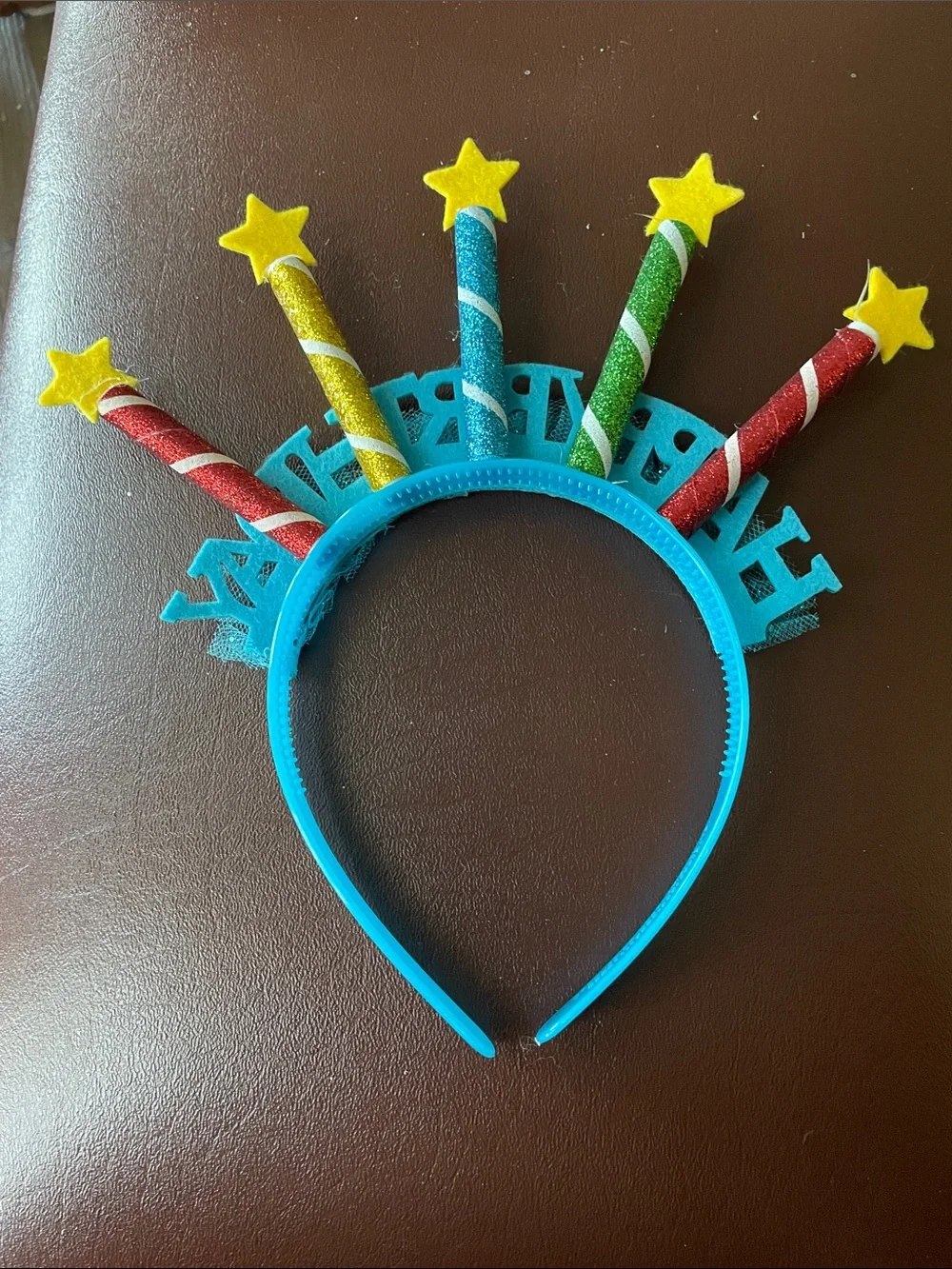 Happy Birthday Blue Headband with Candles